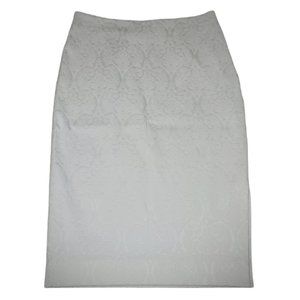 Worthington Knee Length Pencil Skirt Lined Damask Baroque Print White 8P